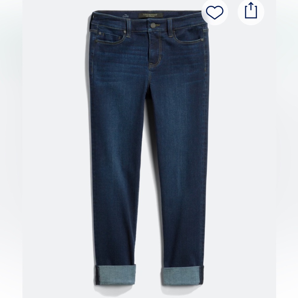 Liverpool Charlie Crop Wide Rolled Cuff Jean Size 10P Gently Worn